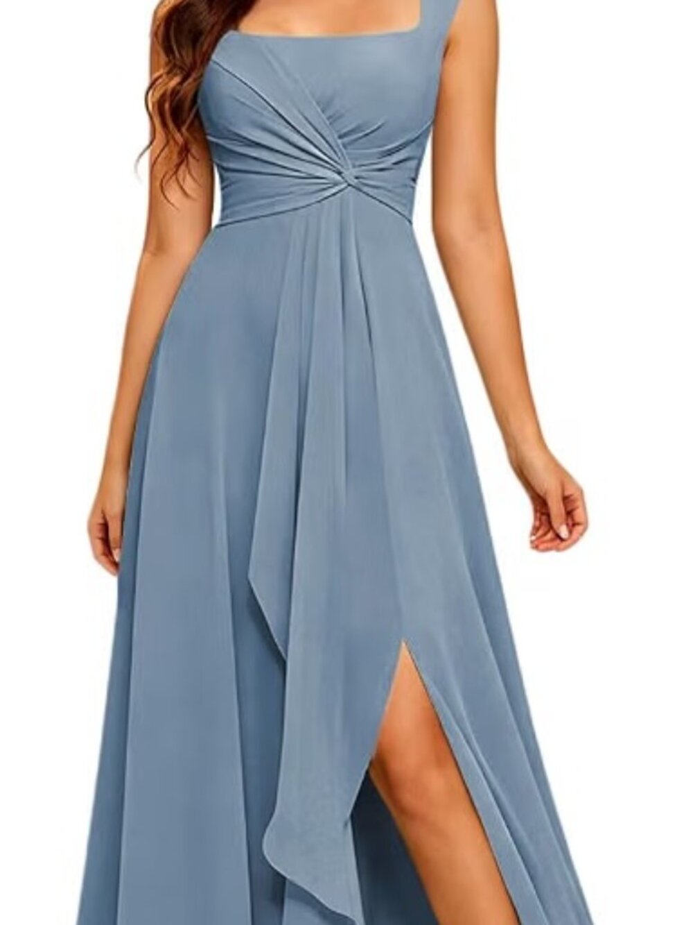 Dusty Blue Junior Bridesmaid Dresses Size 12 - Chiffon A-Line Flower Girl Dress,